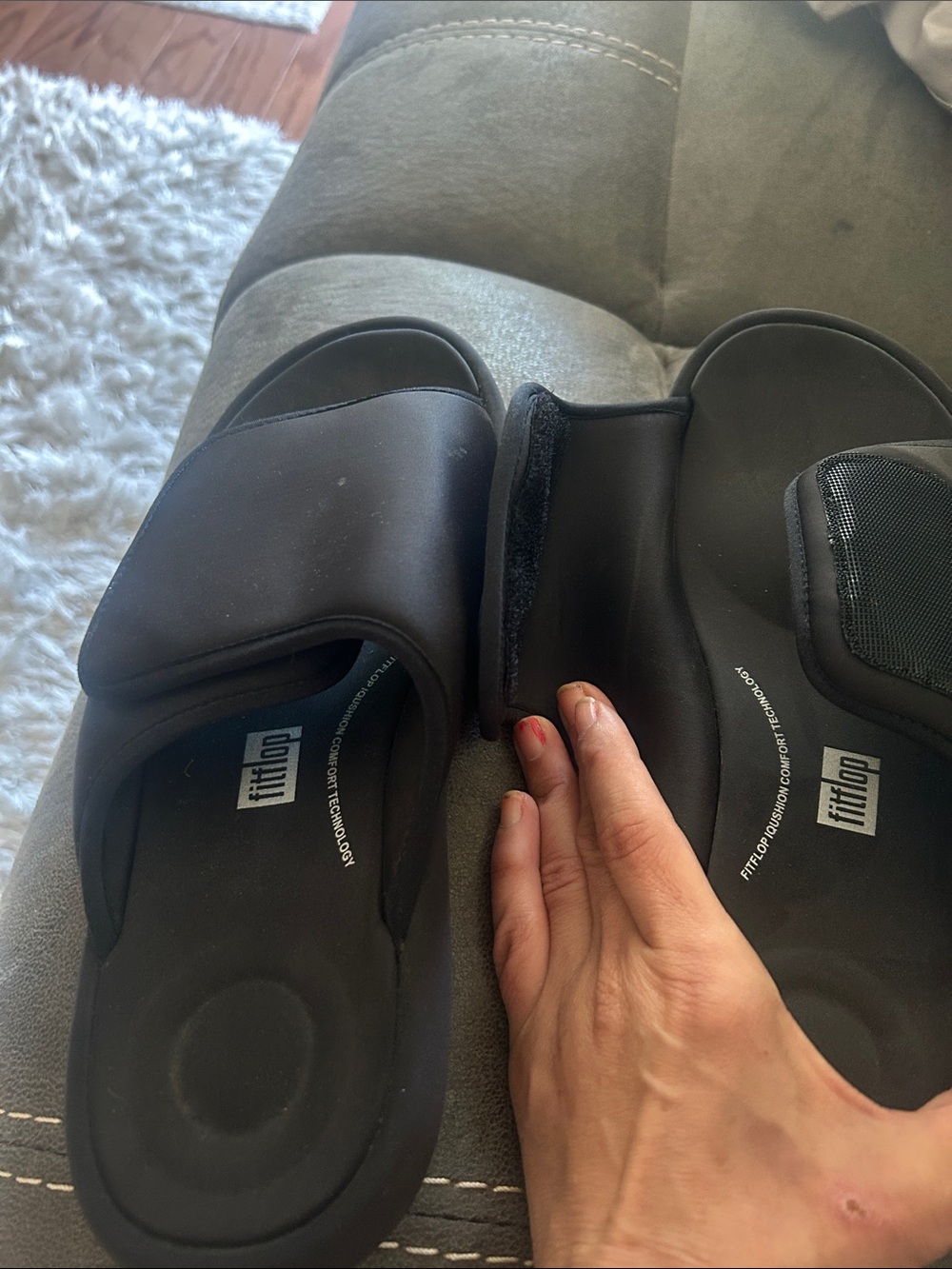 FitFlop Black Adjustable Slide Sandals